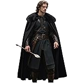 Joukavor Renaissance Velvet Cape with Viking Fur Collar for Men Halloween Cosplay