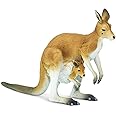 Safari Ltd. Kangaroo with Joey - Hand-Painted, Lifelike 4.75" Model Figure - Educational Toy for Boys, Girls & Kids Ages 3+