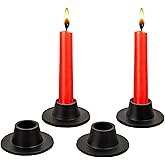 Rely+ Black Matte Metal Candle Holders for Taper Candlestick Set of 4 Decor for Home Table Centerpiece for Wedding, Parties, Dinners, Decorations - Fit 3/4" Candles
