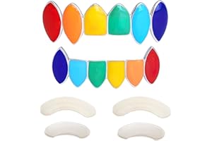 TSANLY 69 Gold Grillz Rainbow Style Like Tekashi69 Set 24K Plated Gold Teeth Grillz for Men + Storage Case + Microfiber Cloth