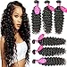 Younsolo Deep Wave 3 Bundles with Closure 8A Grade 100% Unprocessed Virgin Remy Brazilian Human Hair Extension Deep Wave Bundles Natural Color Can Be Dyed and Bleached