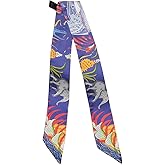 JERLA 100% Mulberry silk Scarf Head Hair Ribbon Handbag Handle wrap Tie Bundle Neckerchief Scarf for women