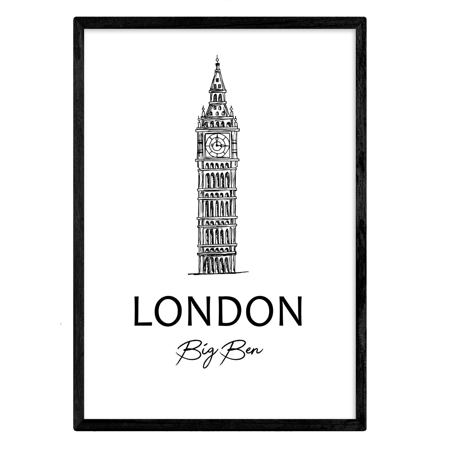 Nacnic Poster London - Big Ben. Sheets with monuments of cities. A3 size