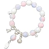 Crystal Bracelet for women 8mm handmade multi-colored crystal bracelet Natural stone beaded bracelet Healing Crystal bracelet jewelry for women (Pinkish purple)