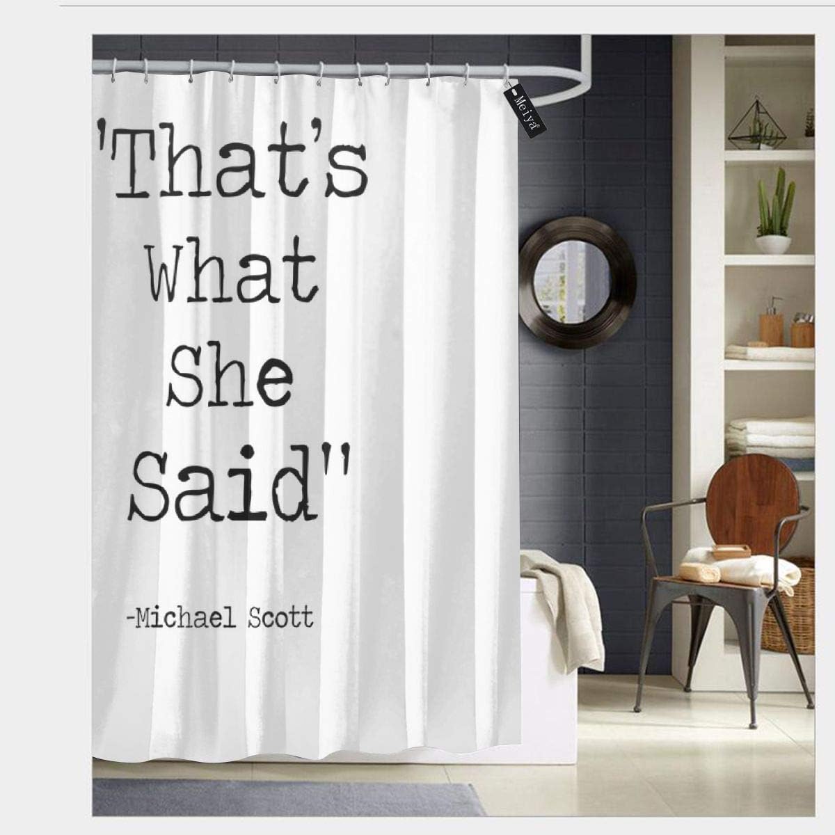 Amazon Com Puloa The Office Micheal Scott Quote Thats What She Said Shower Curtains With 12 Hooks Bathroom Curtain 72 X 72 Home Kitchen