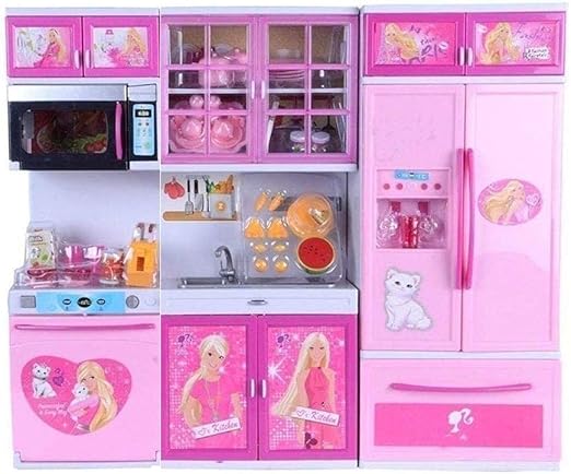 JohnMacc Barbie Beautiful Vogue Kitchen Play Set for Girl Kids