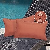 Magpie Fabrics Pack of 2 Outdoor Waterproof Lumbar Rectangular Throw Pillow with Insert 12x20 Inch, Home Decorative Toss Cush