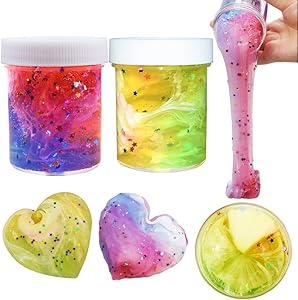 SWZY Newest Starry Sky Slime, Fluffy Slime Toy Floam Mixing Cloud Slime Putty Scented Stress Relief Clay for Kids and Adults, 2 Pack