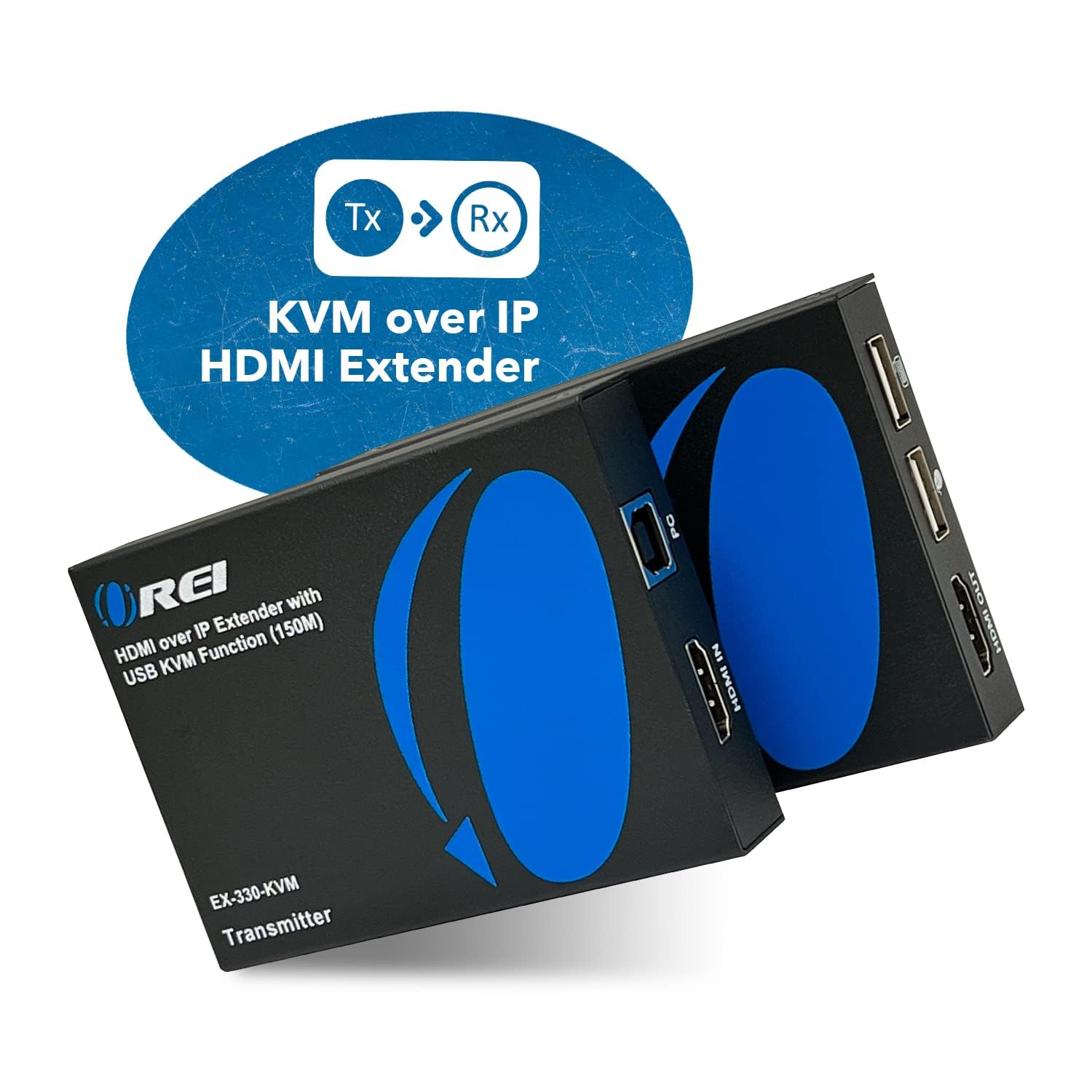 OREI KVM Over IP HDMI Extender Over LAN, Single CAT5e/CAT6A/CAT7 Cable Output1080p PC Control - Up to 330 Ft - Remote Keyboard Mouse USB Control - Over Home Network