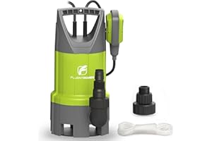 FLUENTPOWER 3/4HP 3300GPH Submersible Sump Pump for Dirty Water, Auto/Manual Control with 26-Foot Cord and Rope for Basement 