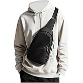 SEAFEW Small Black Sling Crossbody Bag for Men Women, Shoulder Daypack Mini Anti-Theft Cross Body Motorcycle Chest Bags, Small One Strap Fanny Back Pack for Casual Travel Hiking Sport Gym