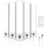 EZVALO 5-Pack Under Cabinet Lighting, 2400mAh Motion Sensor Light, LED Closet Lights Wireless, 6500K Dimmable, Timer, Magneti