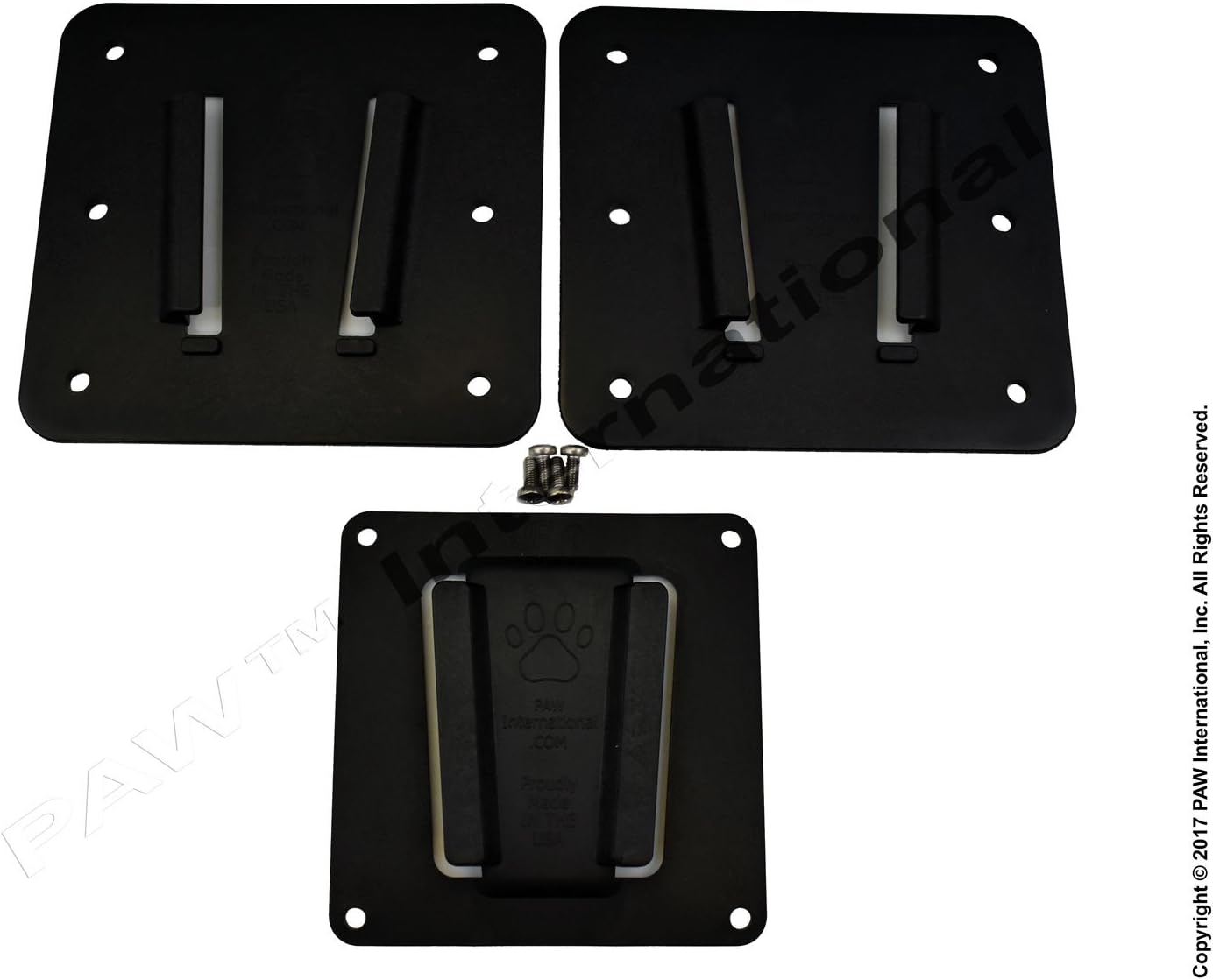 PAWInternational RV TV Bracket Black 3 Piece Set | 1-Polymer TV Bracket (VESA 100x100mm) | 2-Black Polymer Wall Mounts