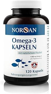 NORSAN I Omega 3 Kapseln hochdosiert I 1.500 mg Omega 3 pro Tagesdosis I 120 Fischölkapseln I natürliches Omega 3 Fischöl I von Schadstoffen gereinigt I Laborgeprüft