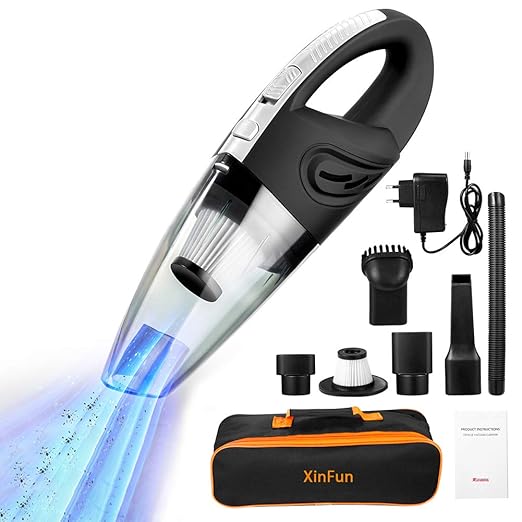 Handstaubsauger, XinFun 6000pa 8.4V 120W 2200mAh handstaubsauger akku,30 Minuten Laufzeit, Kabellos Nass und Trocken, Starker