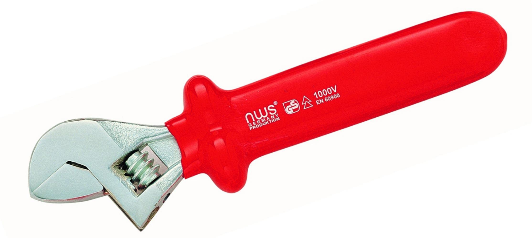 NWS 2038-200 Number 2038 Adjustable Wrench, Silver/Red, 200 mm