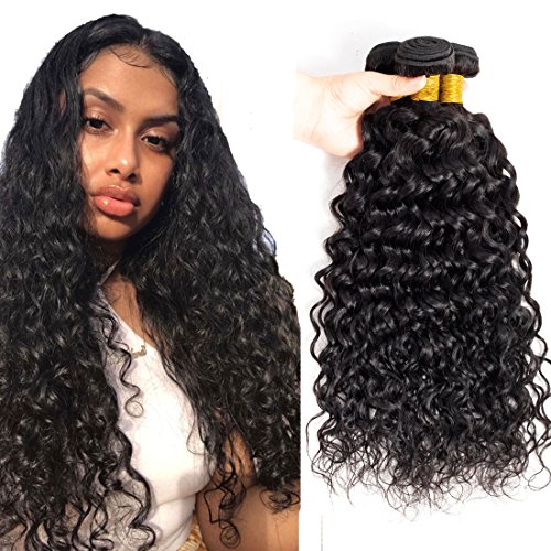 Brazilian Hair 3 Bundles Water Wave 16 18 20 inch Brazilian Virgin Curly Human Hair Bundles Wet And Wavy Water Hair Bundle Color 1B#