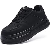 BCALLX Women’s Comfortable Platform Walking Shoes Lace Up Lightweight Stylish Classic Casual Leather Fashion Sneaker