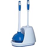 Mr Clean 440436 Combo, White/Blue Plunger and Bowl Brush Caddy Set, Toilet, Turbo Plunger & Brush