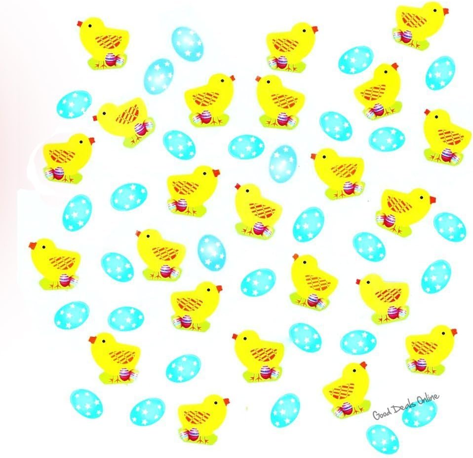 Multi Coloured Assorted Cheerful Fluffy Easter Baby Chicks, Confetti, Balloons For Party Decorations - Colours: Pink, Yellow, Blue and Green - Happy Easter Decorations, Kids, Chocolate, Eggs, Bunnies Fun, Family Day, Easter Egg Hunt, Tweek, Hens. (1 Pack Easter Confetti)