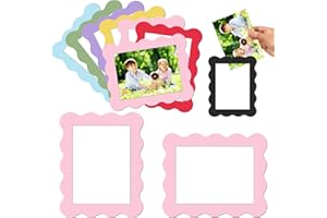 Kingdder 12 Pcs Scalloped Magnetic Picture Frame for Refrigerator 4 x 6 Pastel Reusable Picture Frame Magnets Decorative Photo Holders for Fridge Home School Office Kitchen Locker Decor