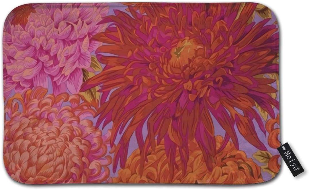 Alfombra de baño antideslizante con forro polar de coral, crisantemo