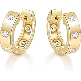 LEONIDS D Color VVS1 Clarity Moissanite Hoop Earrings for Women 14K Gold Plated 925 Sterling Silver Hoops Earring Hypoallergenic Small Moissanite Earrings Birthday Gift for Her