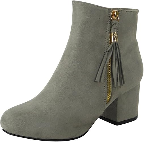 grey chunky heel ankle boots