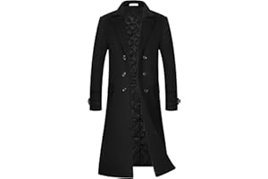 APTRO Men's Luxury Full Length Trench Coat Long Wool Overcoat Winter Windbreaker