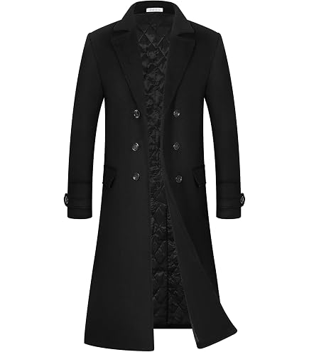 TruClothing Mens 3/4 Long Double Breasted Overcoat Jacket Wool