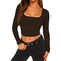 CLOZOZ Long Sleeve Crop Tops for Women Mock Turtleneck Tops Zip Up