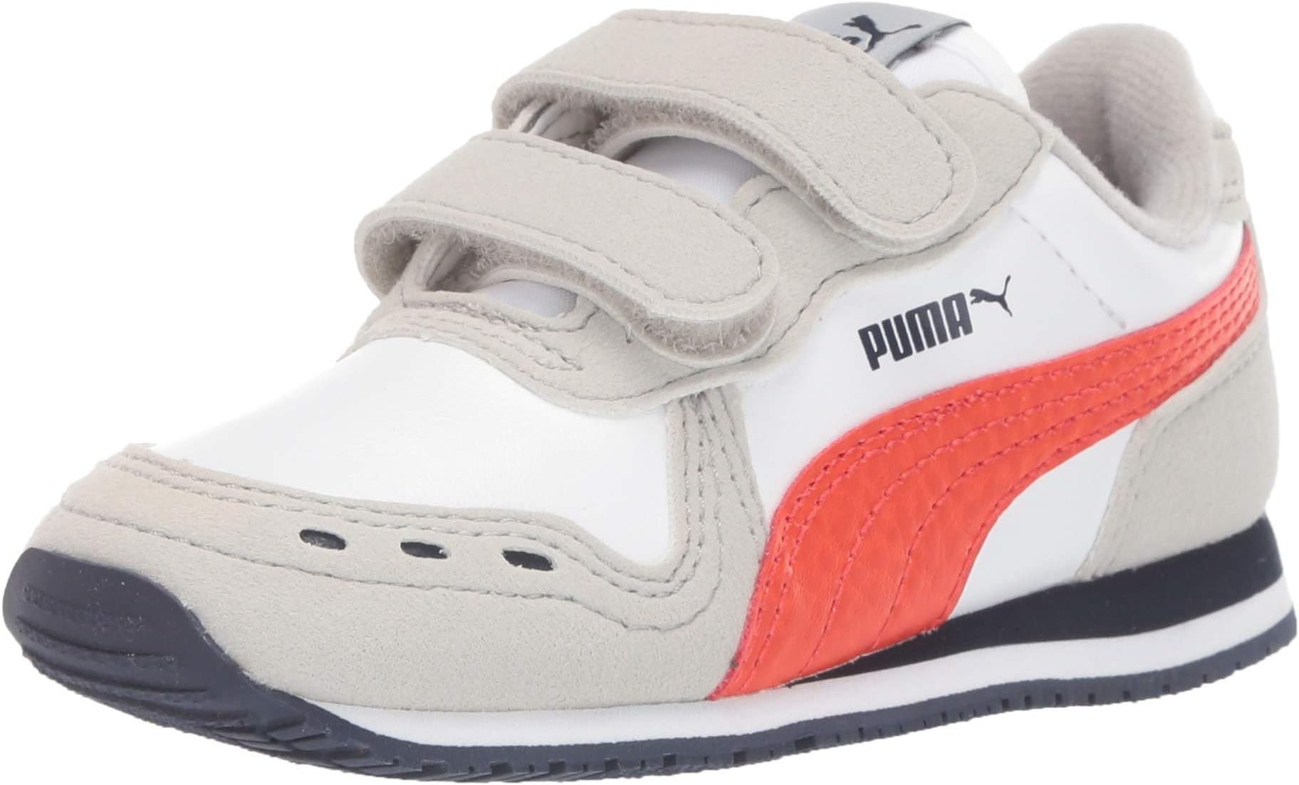 baby girls Cabana Racer Hook and Loop Sneaker, Puma White-gray Violet-cherry Tomato-peacoat, 9 Toddler US
