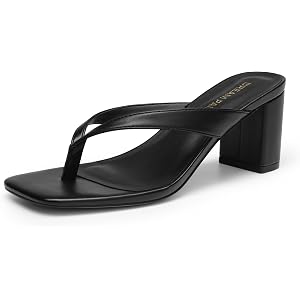 DREAM PAIRS Women's Chunky Low Heel Thong Sandals | Square Open Toe Slip On, Flip Flop Summer Heels, Comfortable Elgeant Goin