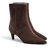Coutgo Ankle Boots for Women Kitten Low Heel Pointed Toe Booties Side Zipper Fall Shoes