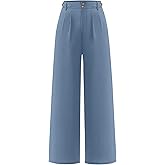 ANRABESS Womens Wide Leg High Waisted Pants 2026 Summer Button Pleated Work Dress Pants Trousers Business Casual Outfits