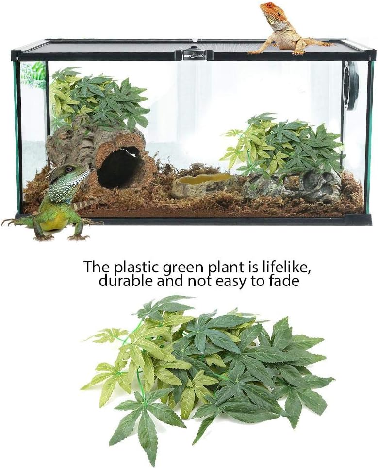Artificial Plants Fake Leaves Plastic Green Grass with Sucker for Aquarium Fish Tank Reptile Terrarium Habitat Box Cage Terrarium Ornaments Outside Home Garden Eco-Friendly Decor(50cm/19.69in) - Image 3