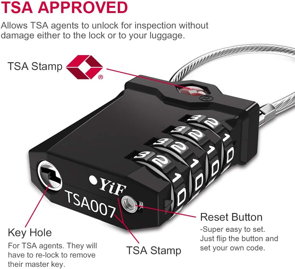 ZHEGE TSA Approved Luggage Locks, 4 Digit Combination Travel Lock with Inspection Indicator for Luggage, Suitcases ,Backpack, Baggage (2 Pack): Home Improvement