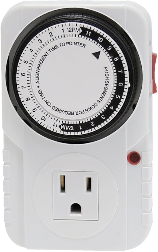 VIVOSUN 1PACK 24 Hour Plugin Mechanical Timer Switch UL Listed