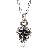 EnCharmed Sterling Silver Pine Cone 3D Charm Necklace, 18"