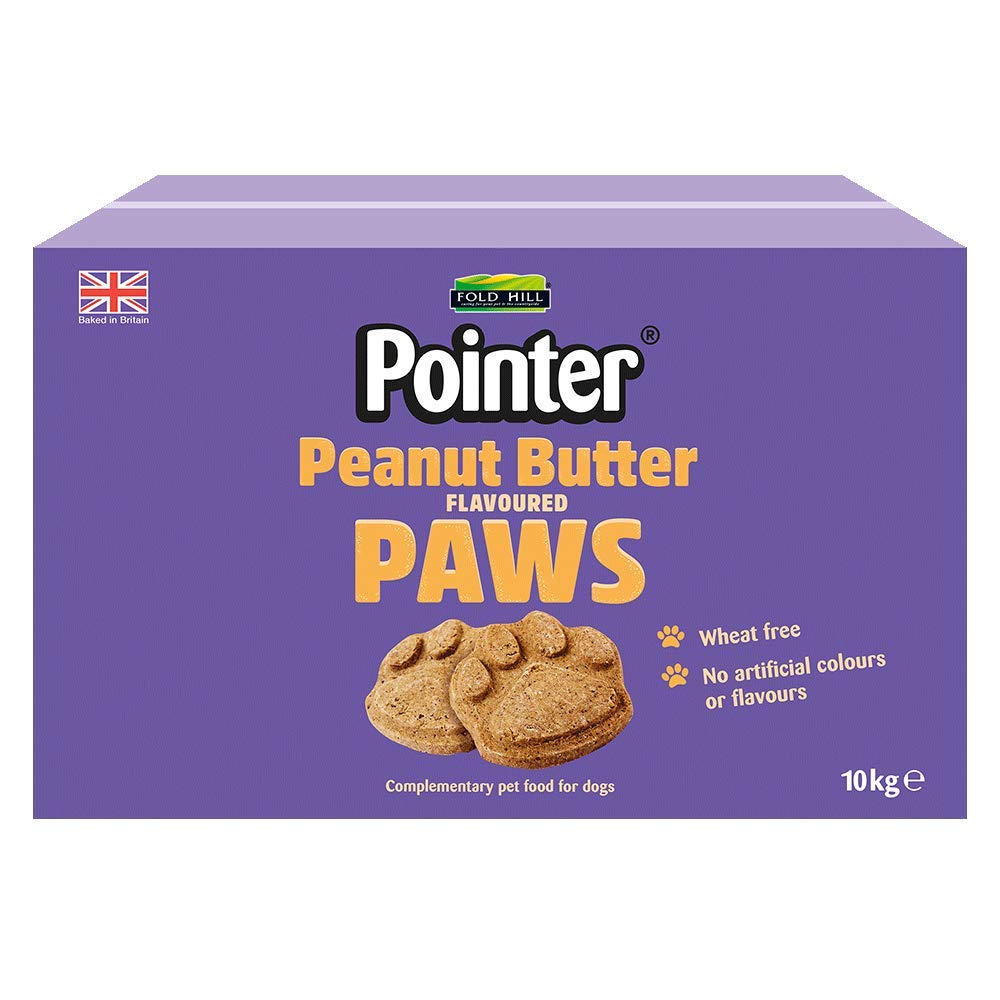 Pointer - Peanut Butter Paws Adult Dog Treats - Wheat Free Dog Treats with No Artificial Flavourings, Perfect for Healthy Teeth, 10kg Box