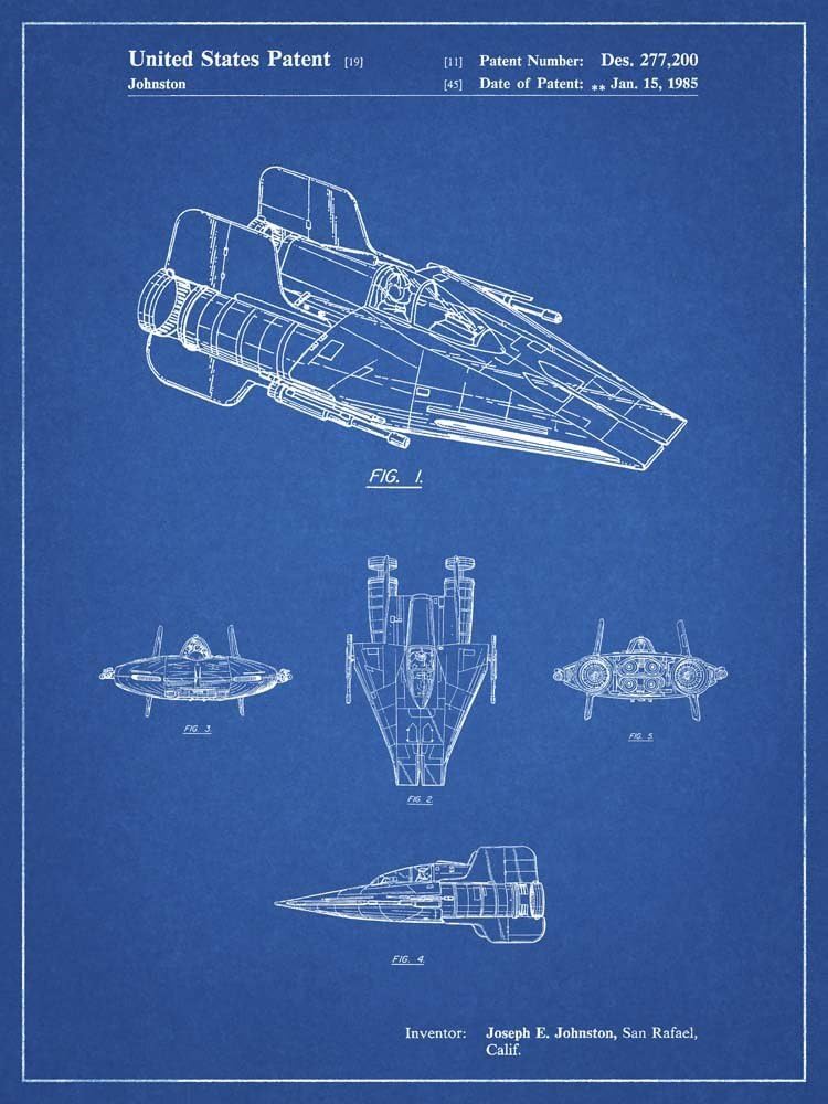 Amazon.com: Blueprint Star Wars RZ-1 A Wing Starfighter Patent by Cole
