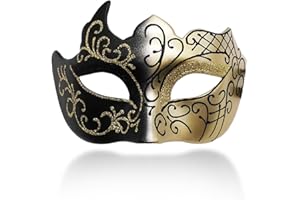 RALLEYFUN Masquerade Mask for Men Couple Venetian Mask for Halloween Mardi Gras Costume Party Prom Ball