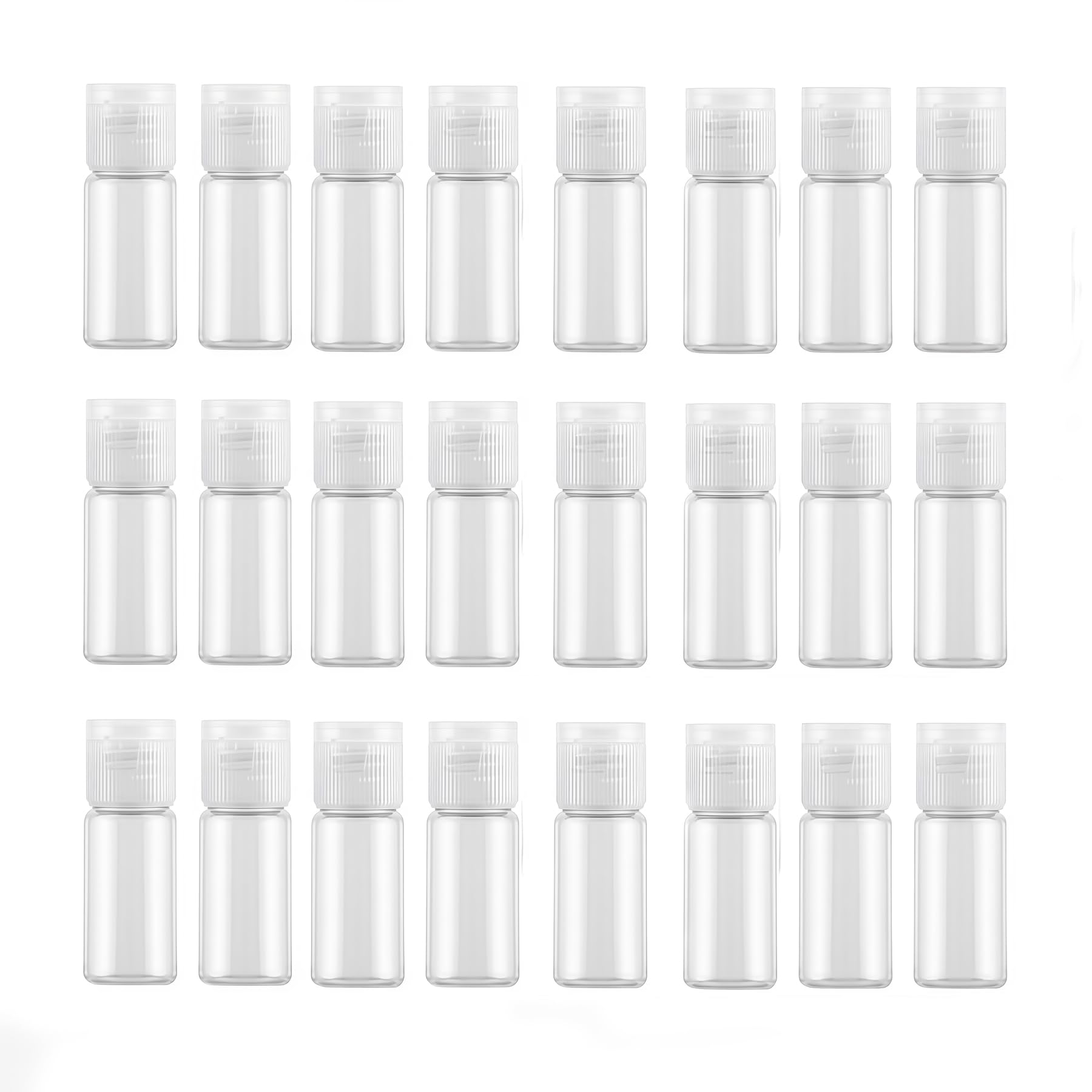 ericotry 24PCS 20ml/0.7oz Clear Empty Plastic Sample Bottle Travel Cosmetic Containers Jars Pot Vial with Flip Cap Perfect for Makeup Emollient Water Shower Gel Emulsion Shampoo Massage Oils