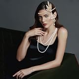 TSHAOUN 1920s Flapper Accessories 6-Piece Set Headband Gloves Necklace Earrings view 5