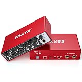 EBXYA 2x2 Audio Interface for Recording Music, 24-bit/192kHz Plug and Play USB Interface for PC and Mac, Studio, Guitar, Podcast, Streaming(Metallic Red)