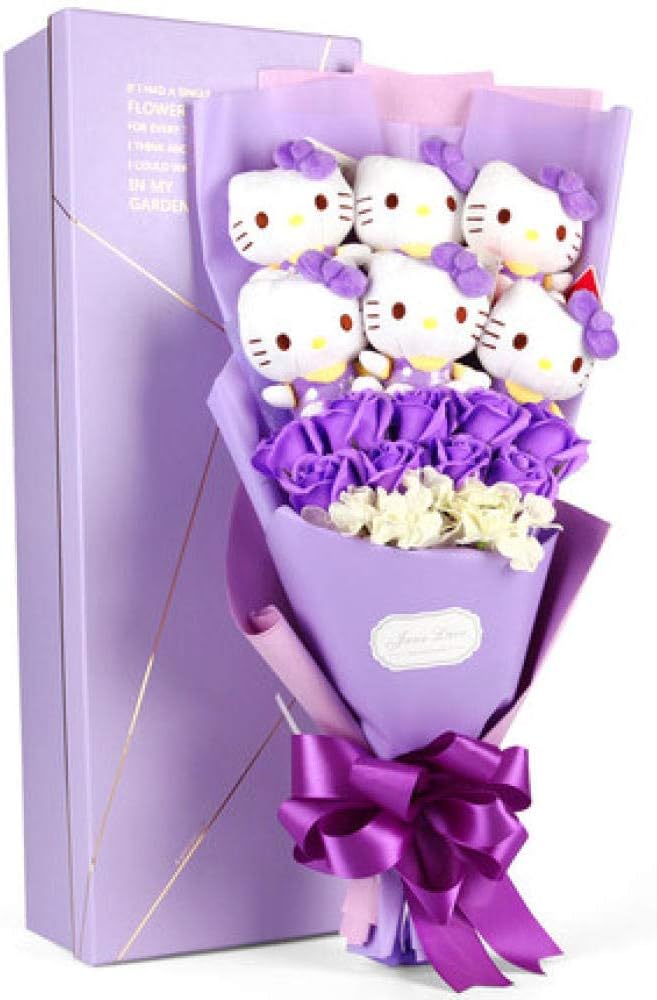 NIANMEI Cat Hello Kitty Cat Bouquet Gift Box Creative Tanabata Gift Doll Cartoon Flower-60cm