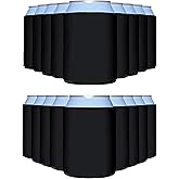 PartyPrints 25 Pack Black Blank Can Cooler Sleeves, Customizable Bulk Insulated Foam for Beer, Collapsible Plain Drink Holder