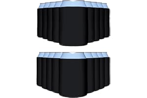 PartyPrints 25 Pack Black Blank Can Cooler Sleeves, Customizable Bulk Sublimation Insulated Foam for Beer, Collapsible Plain Drink Holder, Cold Soda Insulator, 12oz Regular, 16oz Tall Cans
