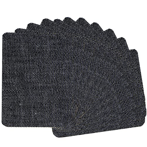 GYGYL 12 Pieces Premium Quality Denim Iron-on Jean Patches, Inside & Outside Strongest Glue 100% Cotton of Black Repair Decorating Kit, Size 3