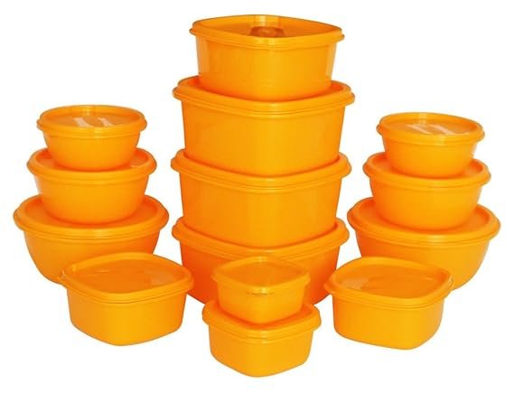 Princeware SF Plastic Storage Container Set, 14-Pieces, Orange